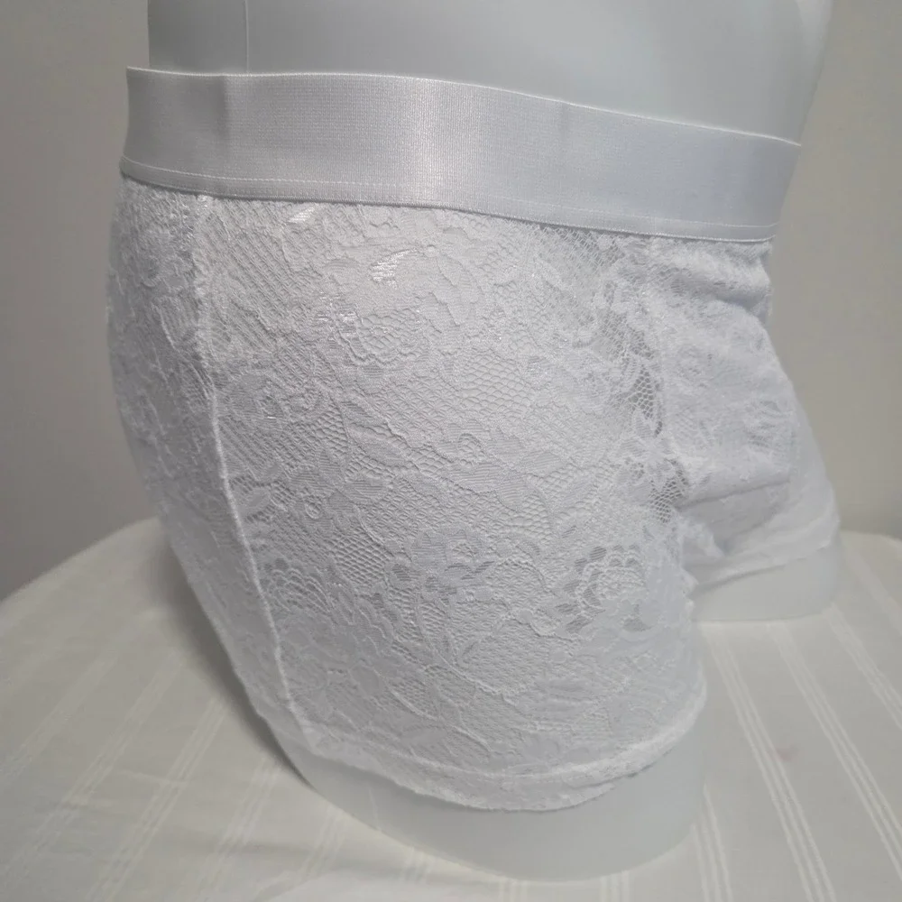 Cosabella Never Say Never Mens White Lace Boxer Briefs Trunks New